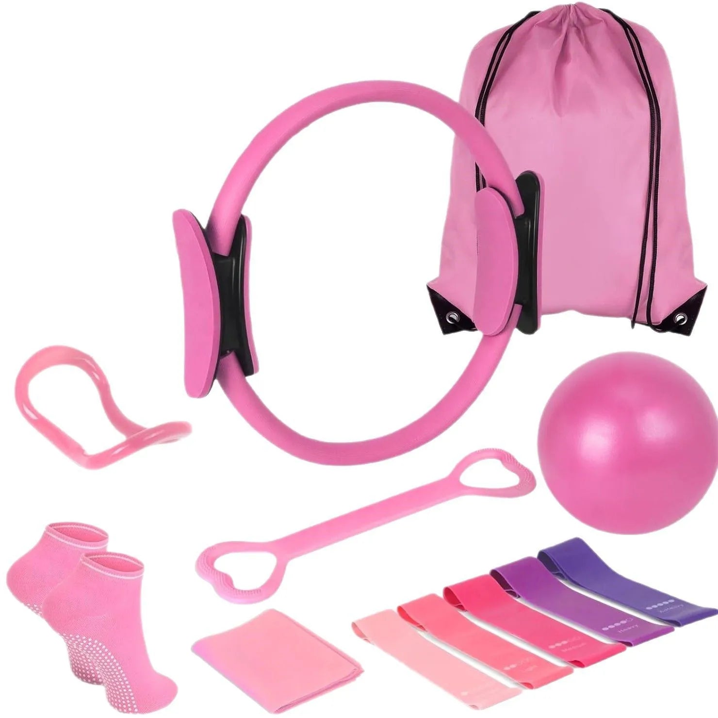 13 PCS Pilates Ball Set Resistance Bands & More Perfect and Equipment for Home Workouts Pilates Ring for Home Pilates Equipment